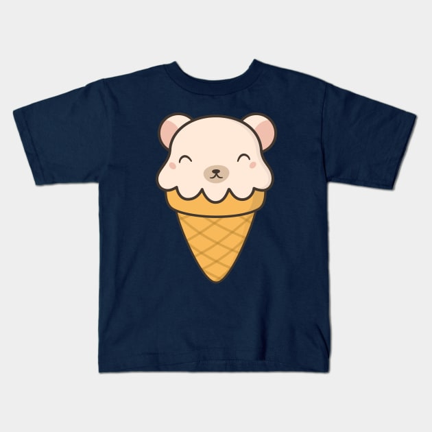 Pleasing Kawaii Cute Polar Bear Ice Cream Kids T-Shirt by happinessinatee